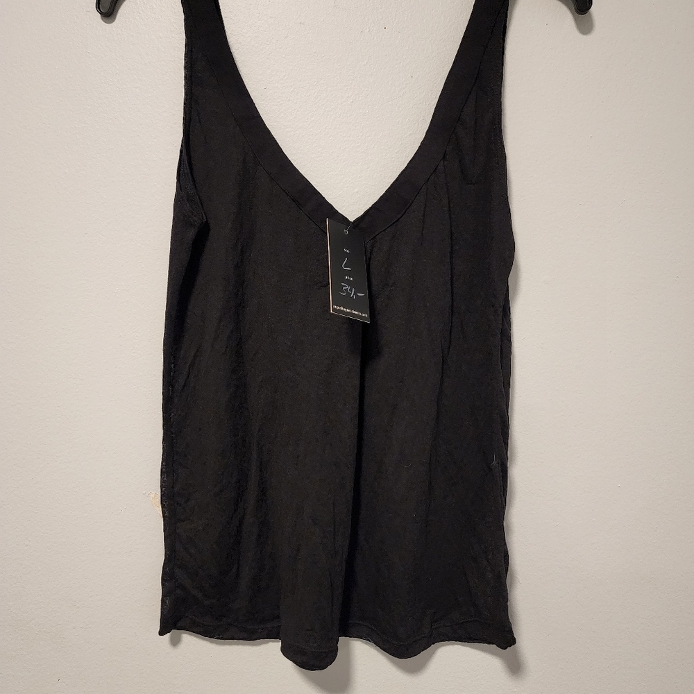 Black Sleeveless Blouse with V-neck